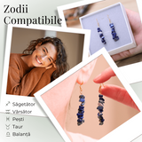 Cercei Lungi cu Pietre Semipretioase de Lapis Lazuli si Elemente din Alama, Bijuterii Aurii pentru Femei