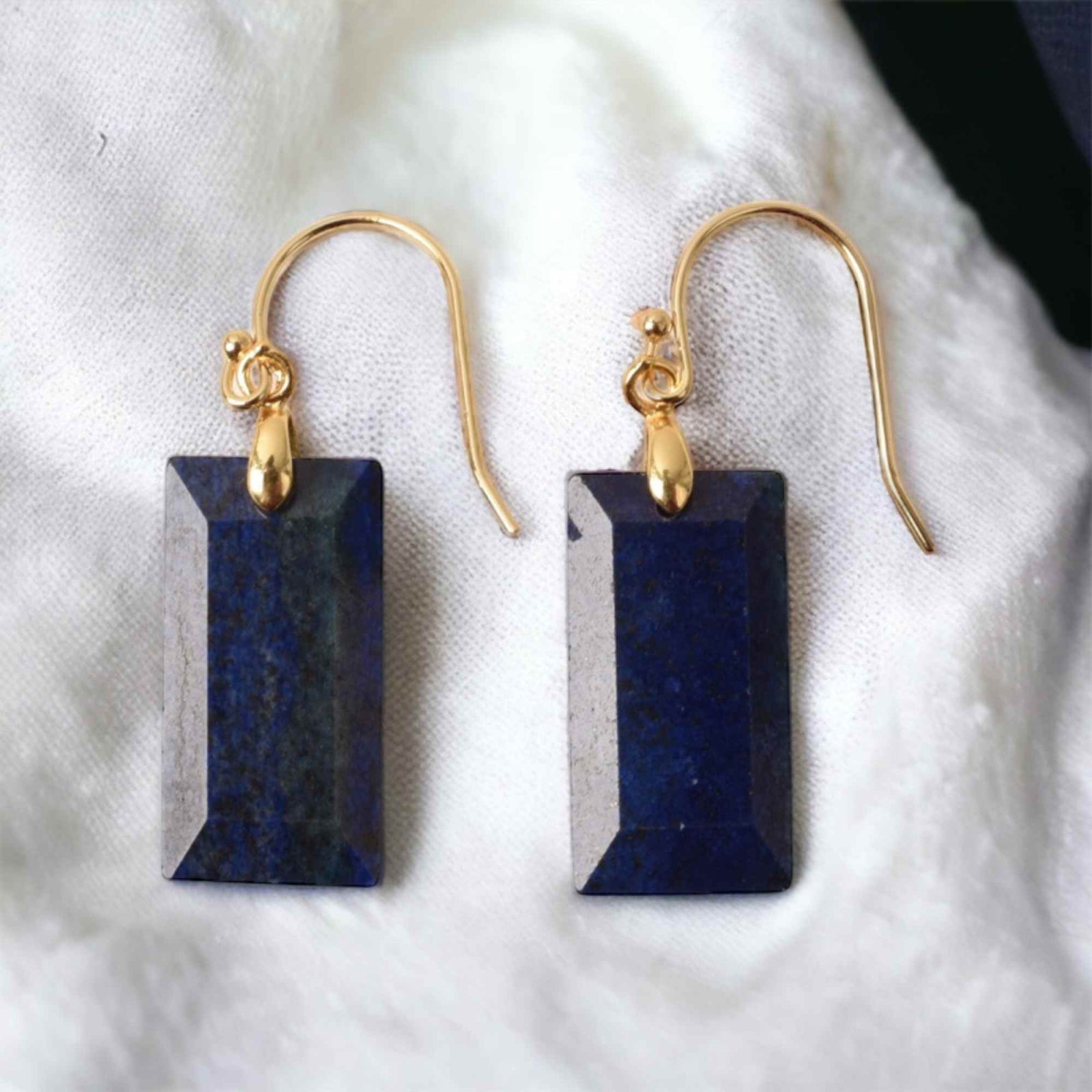 Cercei cu Pietre Semipretioase Lapis Lazuli forma dreptunghiulara Pentru intelepciune, claritate mentala