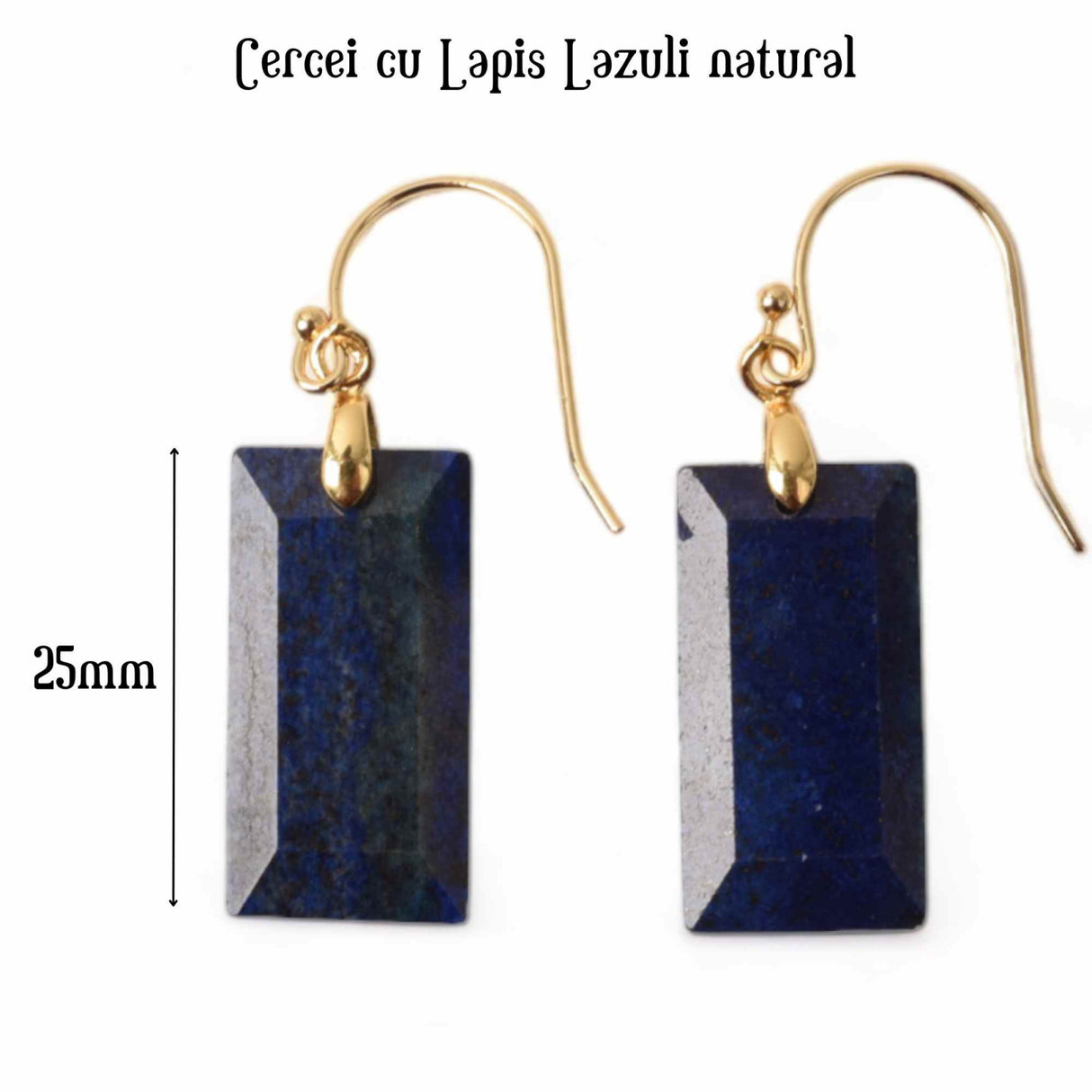 Cercei cu Pietre Semipretioase Lapis Lazuli forma dreptunghiulara Pentru intelepciune, claritate mentala