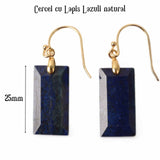 Cercei cu Pietre Semipretioase Lapis Lazuli forma dreptunghiulara Pentru intelepciune, claritate mentala