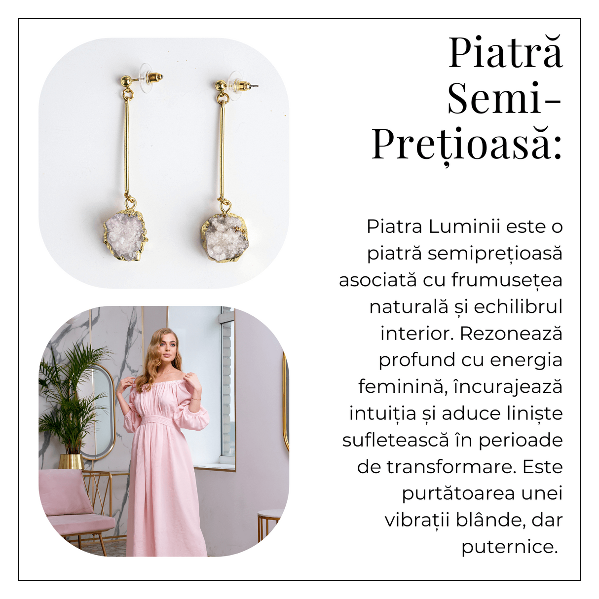 Piatra Luminii – Cercei cu Druzy pentru echilibru si frumusete