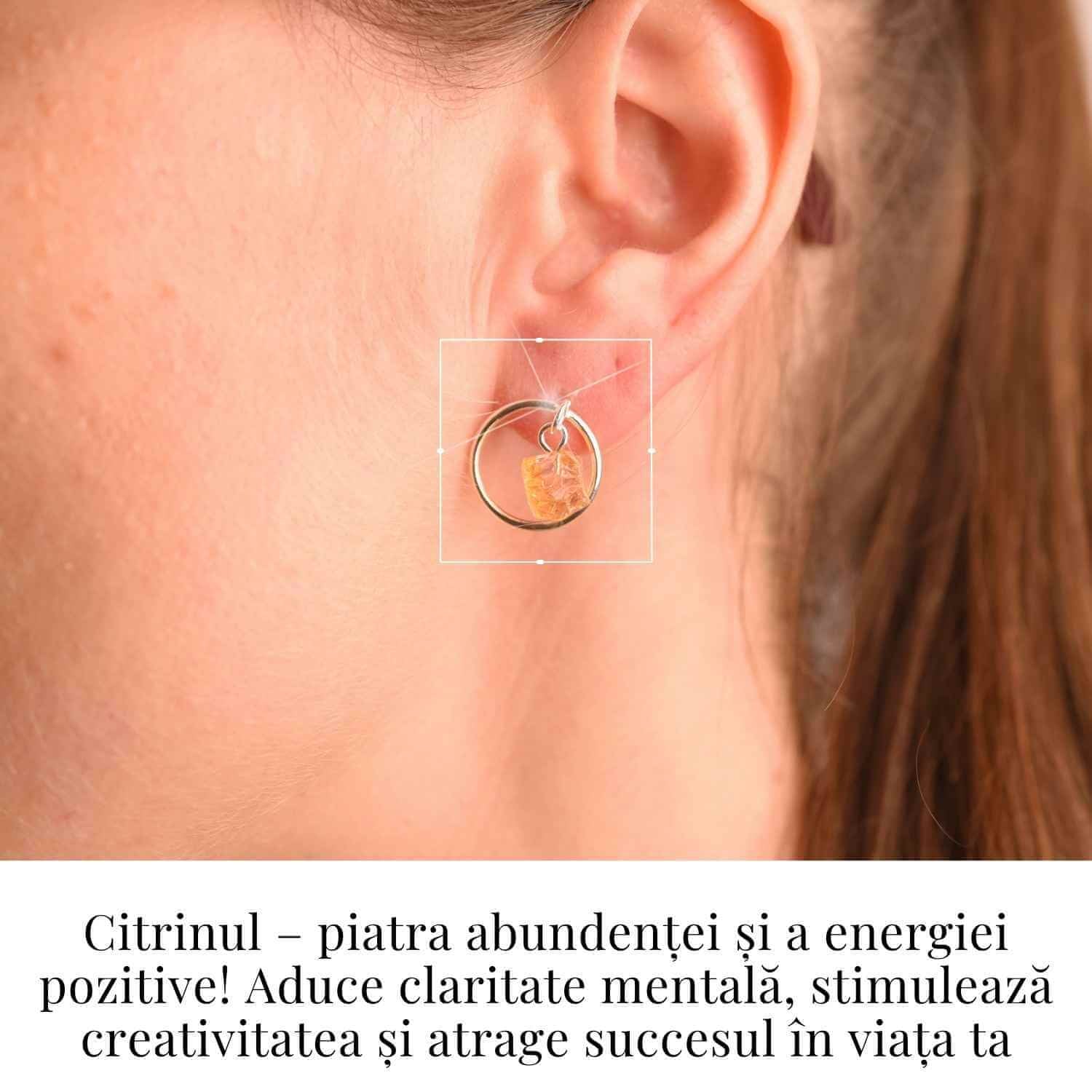 Cercei Sferici cu Citrin Brut – Atrage Energie Pozitiva si Abundenta