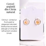 Cercei Sferici cu Citrin Brut – Atrage Energie Pozitiva si Abundenta