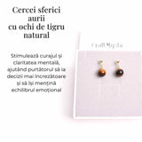 Cercei Ochi de Tigru Biluta 10 mm - Protectie si Eleganta Aurie