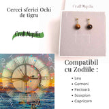 Cercei Ochi de Tigru Biluta 10 mm - Protectie si Eleganta Aurie