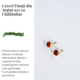 Rafinament discret – Cercei Finuti din Argint 925 cu Chihlimbar