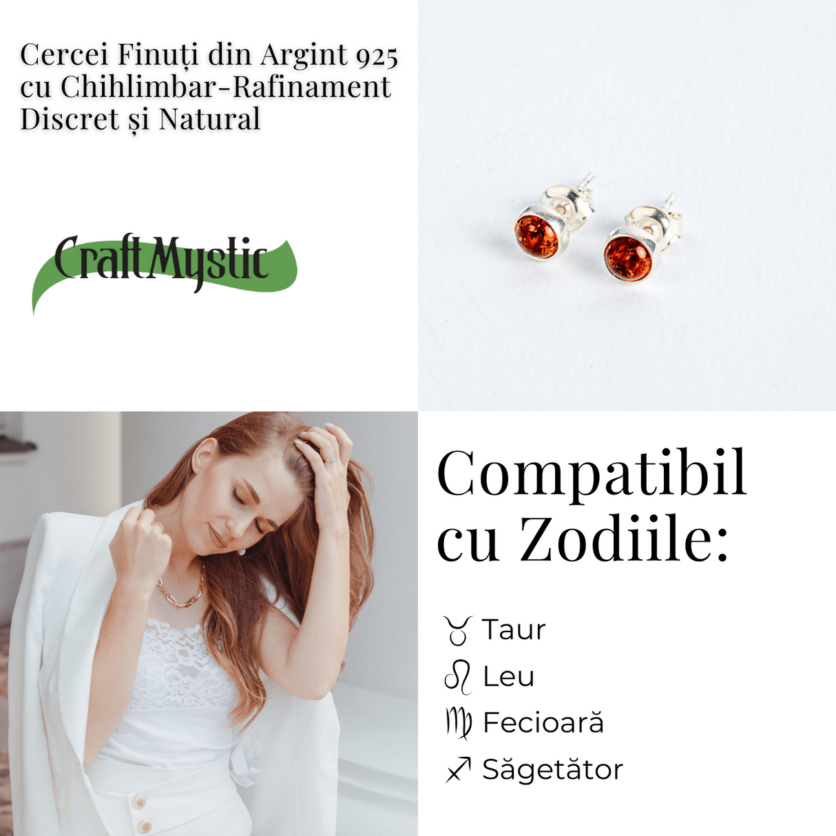 Rafinament discret – Cercei Finuti din Argint 925 cu Chihlimbar