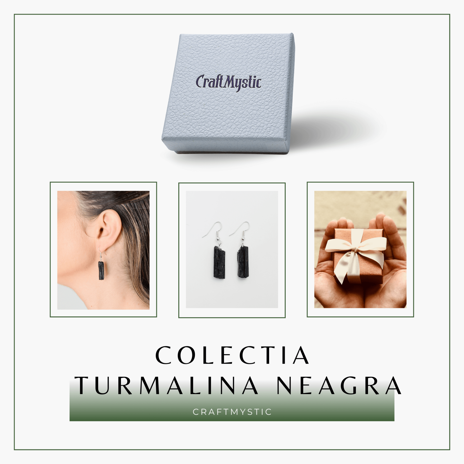 Cercei Argintii cu Turmalina Neagra Bruta 20-25mm