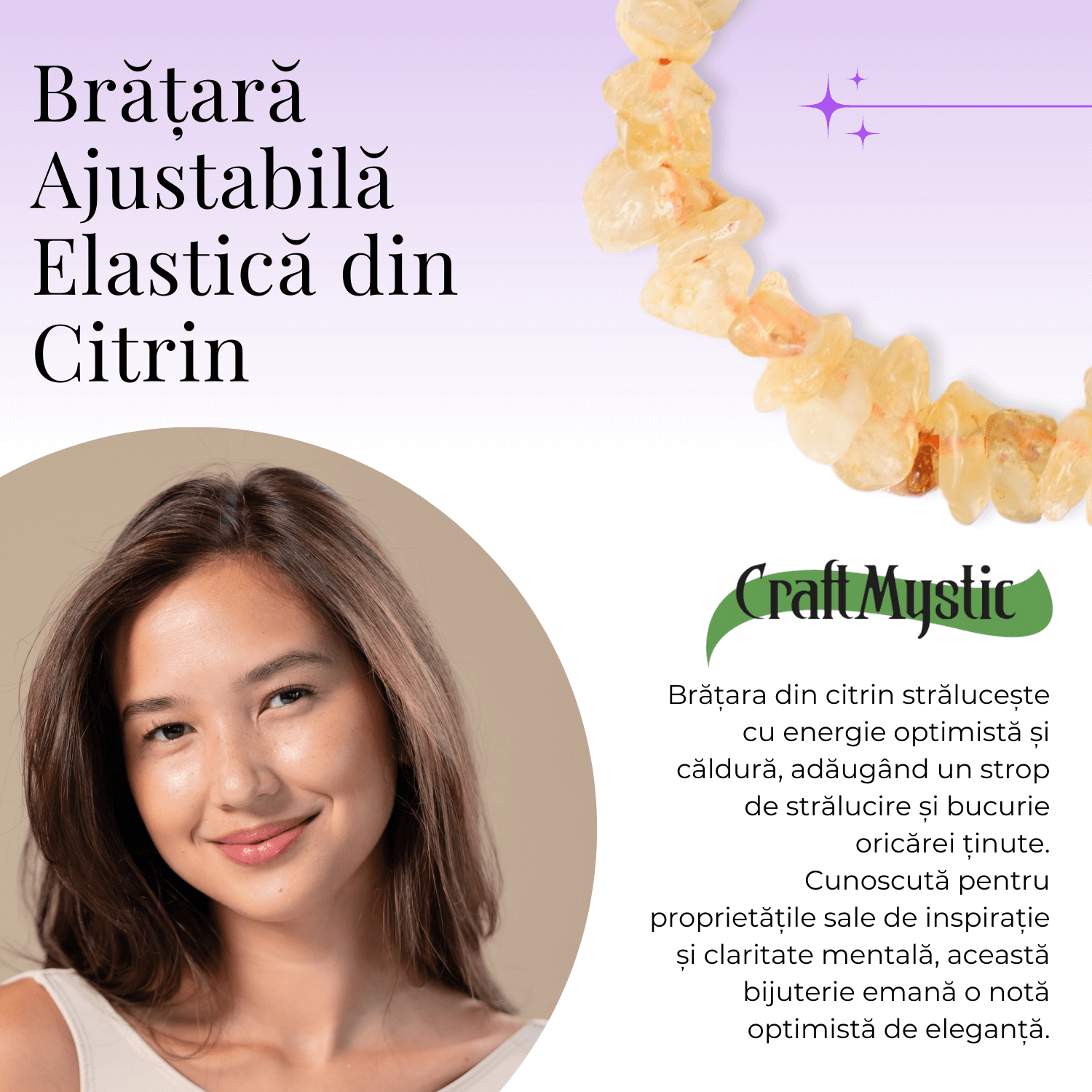 Bratara Elastica cu Chipsuri de Citrin