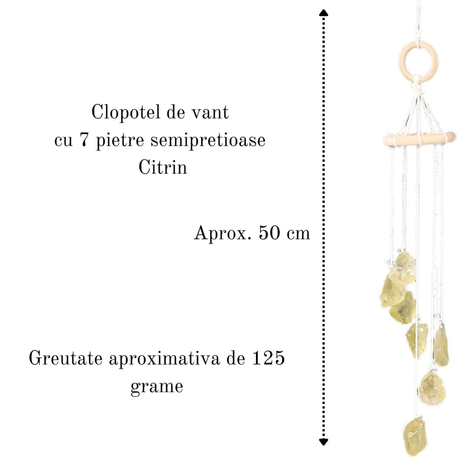 Clopotel de Vant Artizanal cu Pietre Semipretioase de Citrin