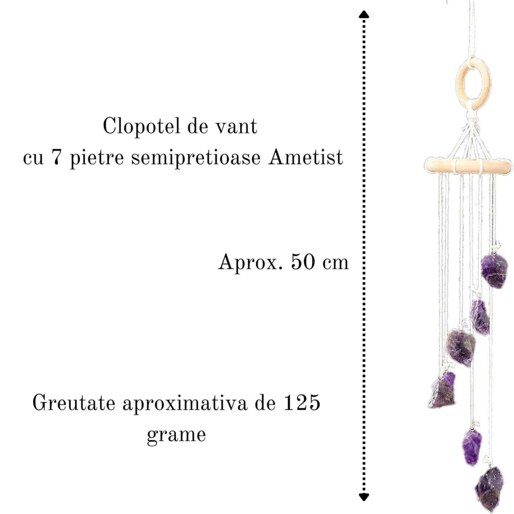 Clopotel de Vant Artizanal cu Pietre Semipretioase de Ametist