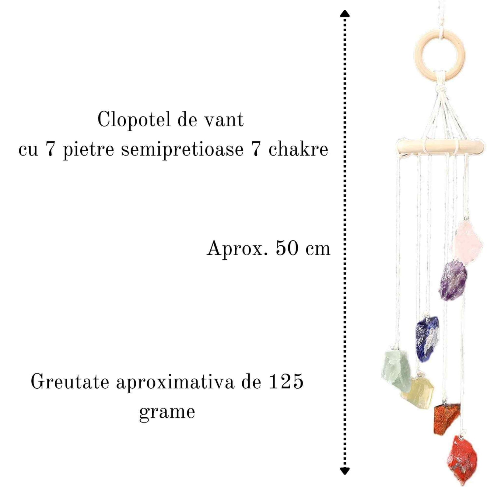 Clopotel de Vant cu Pietre Semipretioase ale celor 7 Chakre