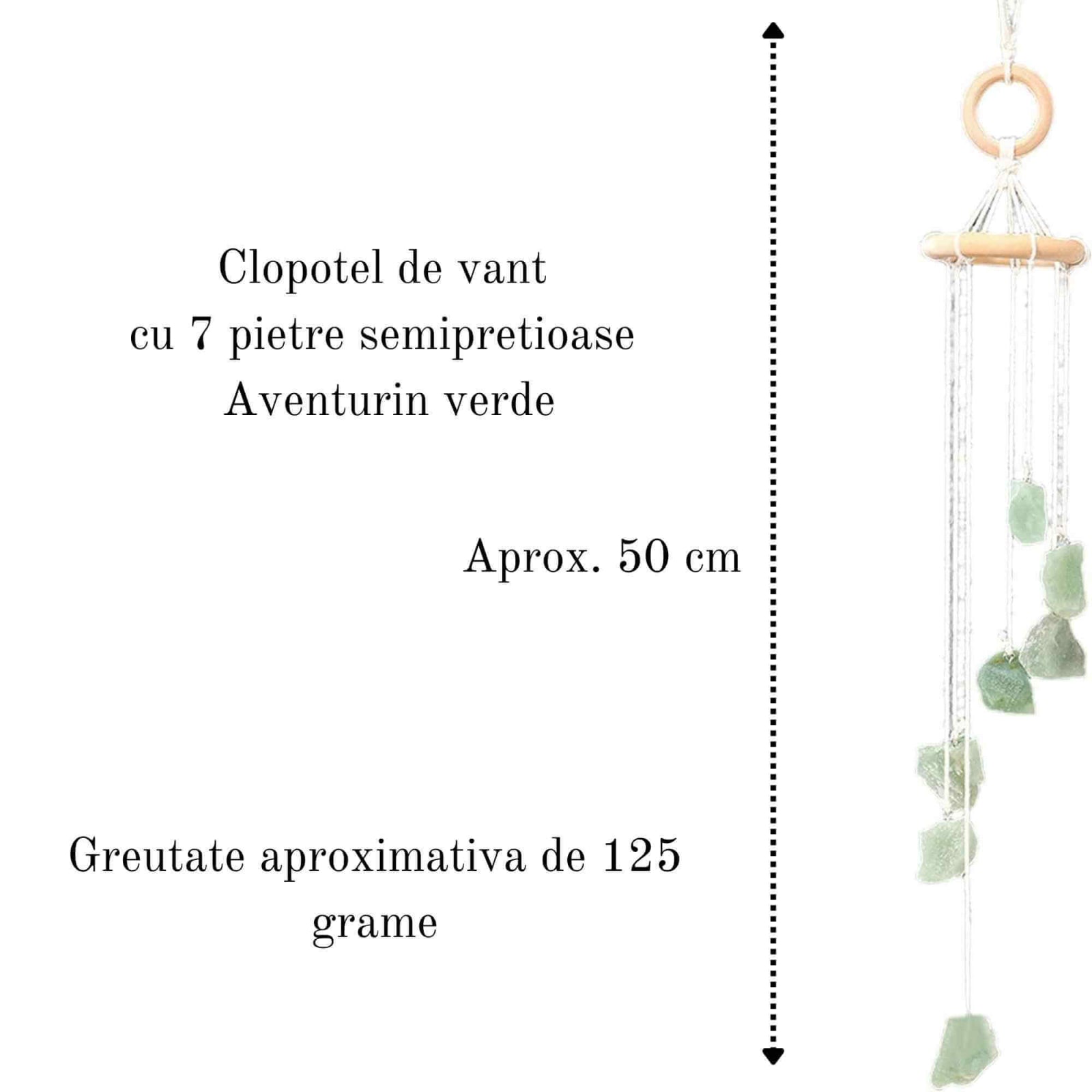 Clopotel de Vant cu Pietre Semipretioase de Aventurin Verde