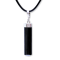 Colier Ajustabil cu Pandantiv din Turmalina neagra subtire 3-4 cm Argintiu