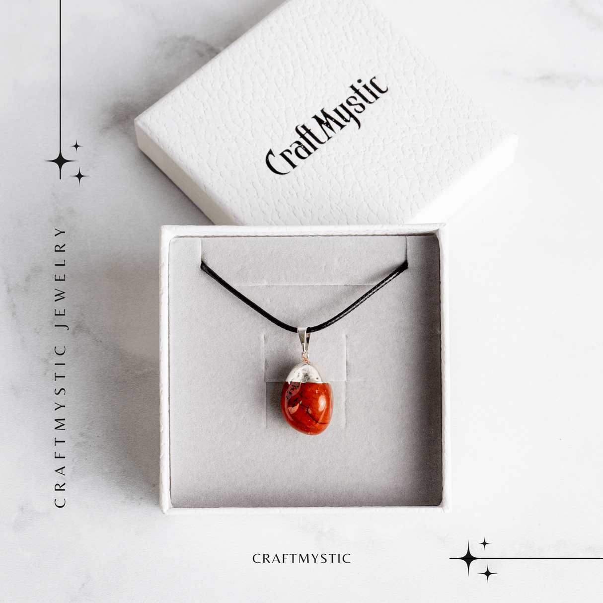 Colier cu Piatra Rulata de Carneol Natural – Energie, Creativitate si Motivare