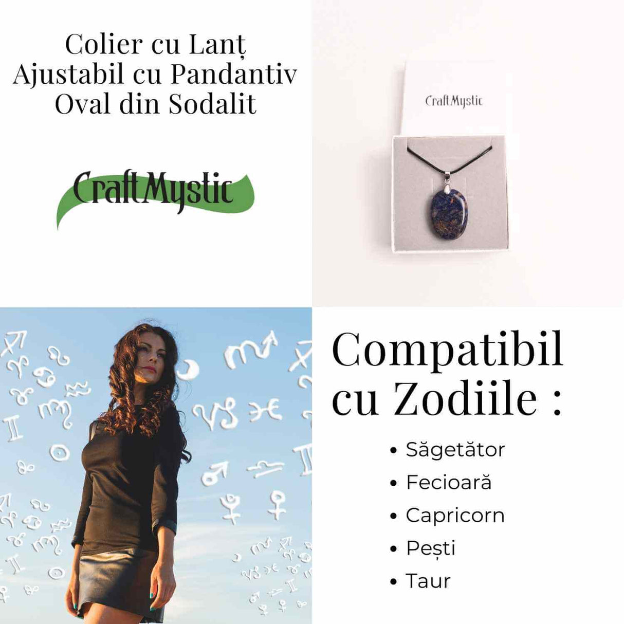 Colier cu Sodalit Natural - Claritate si Conexiune Spirituala