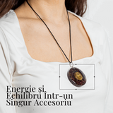 Colier ajustabil orgonic cu semnul Torus si Granat pentru energie si echilibru