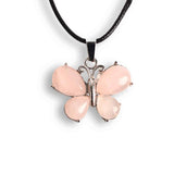 Colier ajustabil fluture cu ametist, ochi de tigru sau cuart roz – Protecție și Eleganță