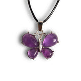 Colier ajustabil fluture cu ametist, ochi de tigru sau cuart roz – Protecție și Eleganță