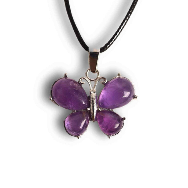 Colier ajustabil fluture cu ametist, ochi de tigru sau cuart roz – Protecție și Eleganță