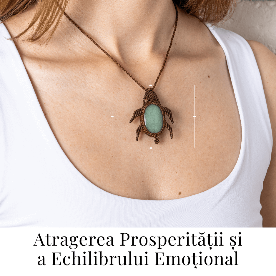 Colier Ajustabil Handmade cu Cristal de Aventurin Verde in Broscuta Impletita