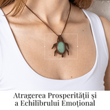 Colier Ajustabil Handmade cu Cristal de Aventurin Verde in Broscuta Impletita