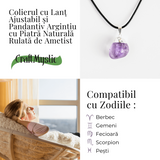 Colier cu Piatra Rulata de Ametist Natural – Calm si Protectie Spirituala
