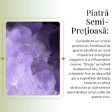 Colier ajustabil cu pandantiv Ametist brut cluster neregulat, calm si claritate