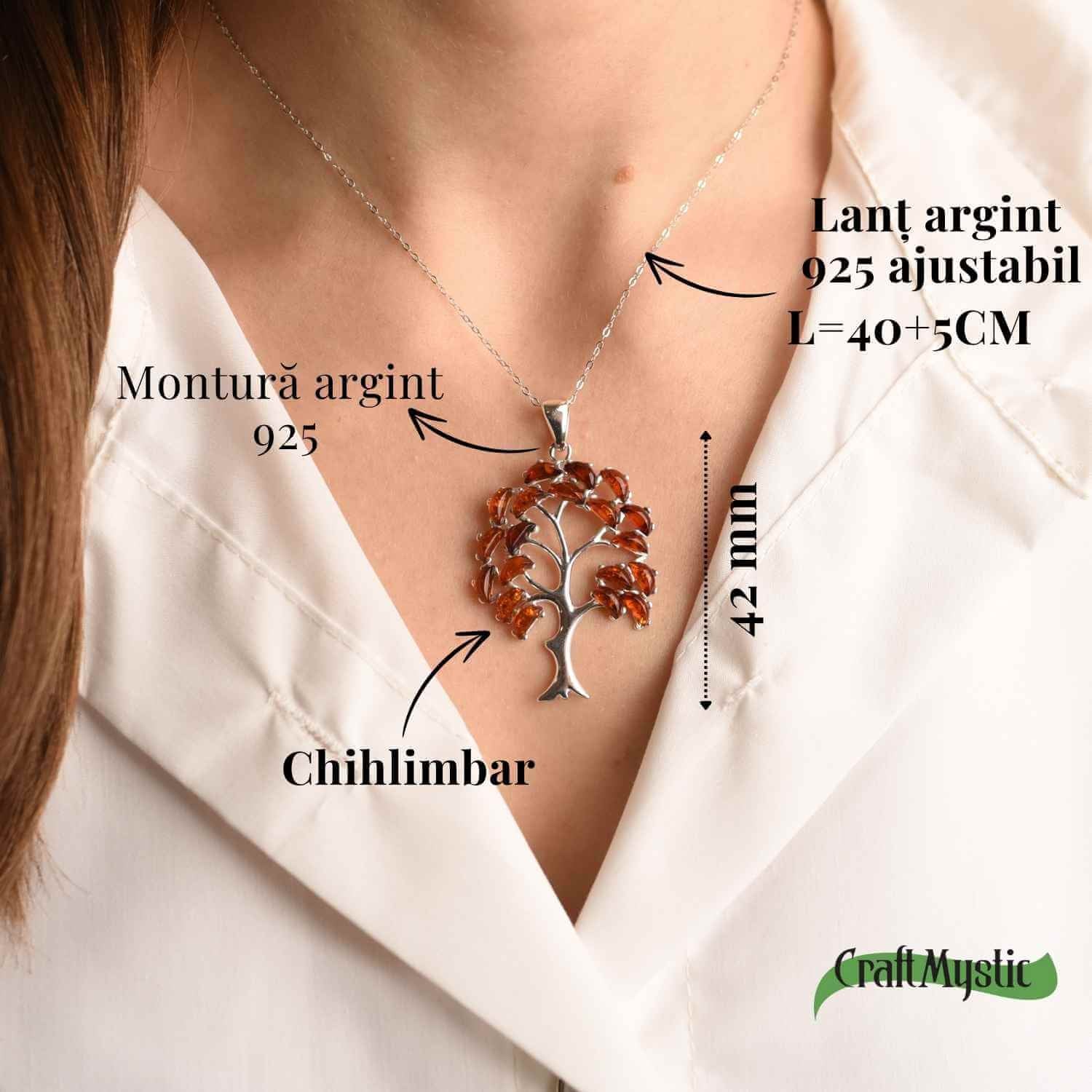 Colier argint 925 cu chihlimbar natural