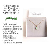 Colier cu lant inox si Opal Etiopian montura Argint 925 cu Aur 18K– Claritate si Intuitie