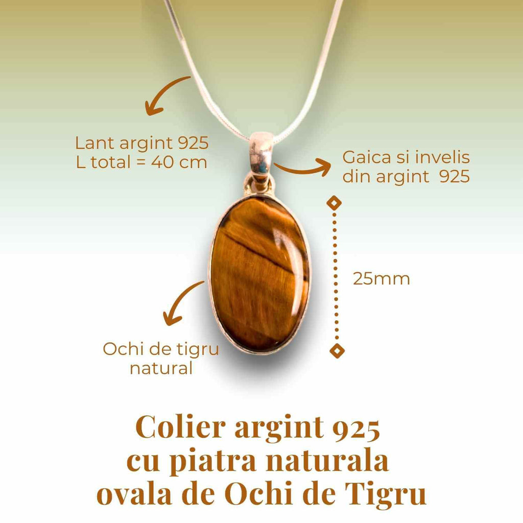 Colier Argint 925 - Ochi de Tigru Natural pentru Incredere