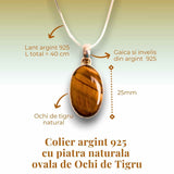 Colier Argint 925 - Ochi de Tigru Natural pentru Incredere