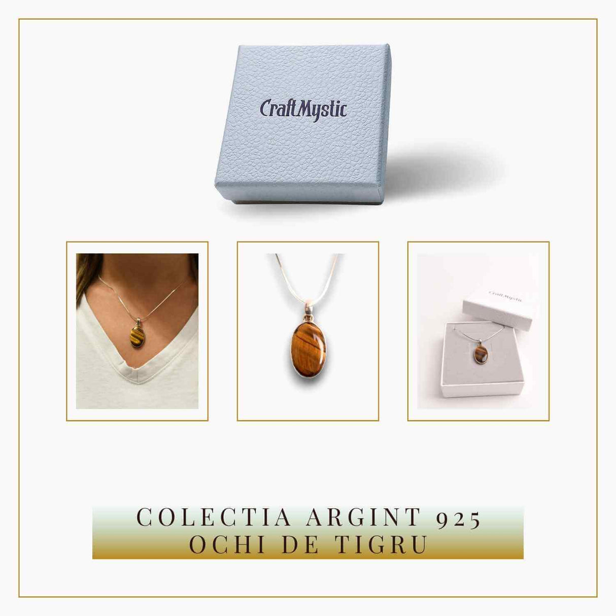 Colier Argint 925 - Ochi de Tigru Natural pentru Incredere