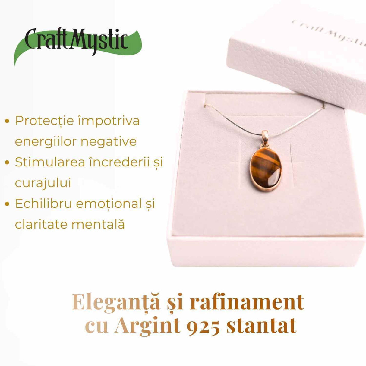 Colier Argint 925 - Ochi de Tigru Natural pentru Incredere