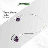 Colier Choker Argintiu cu Piatra Naturala Ametist Druzy - Protecte si Energie Positiva