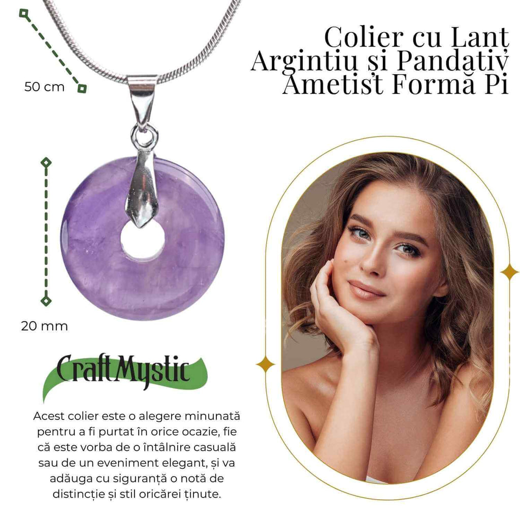Colier Argintiu cu Ametist Forma Pi