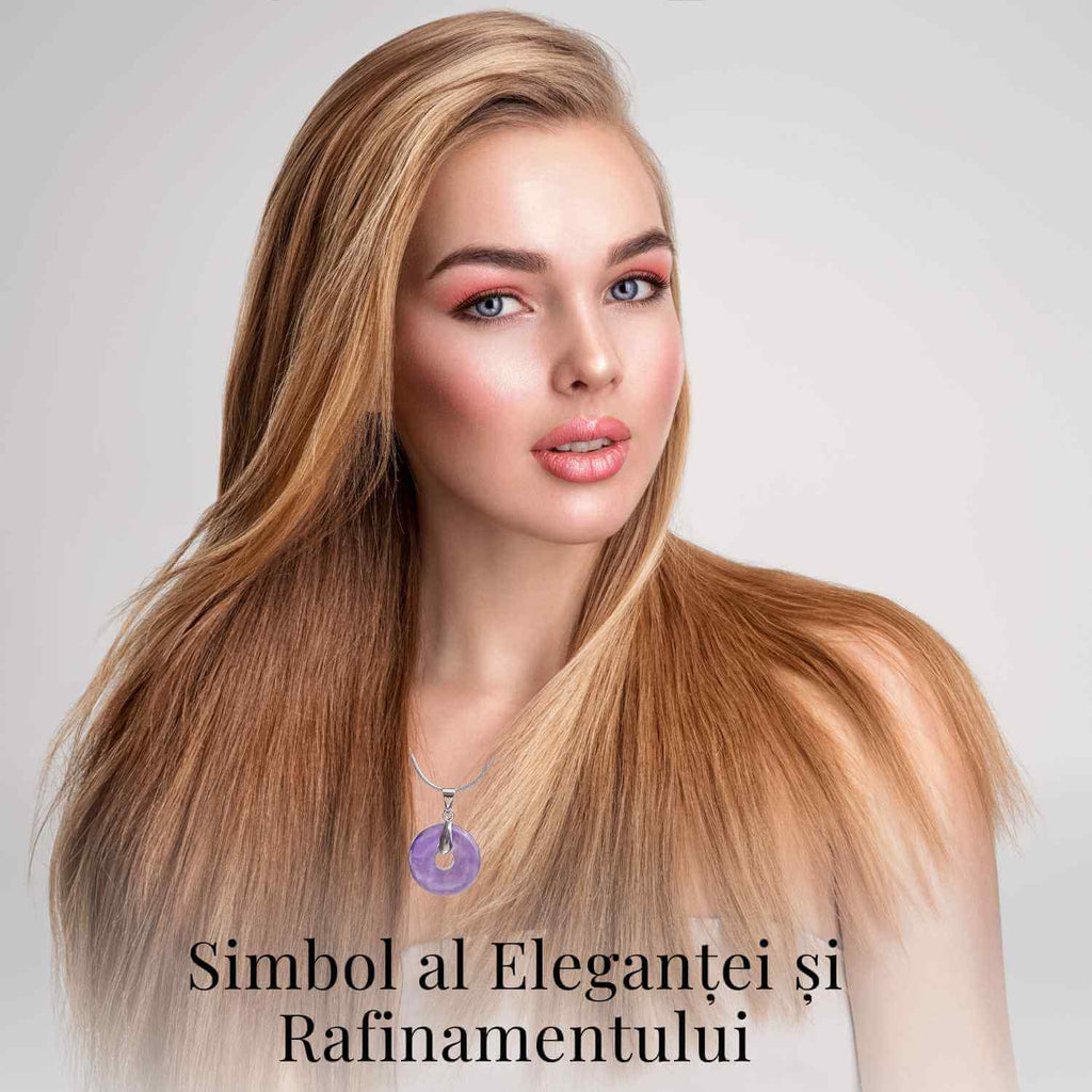 Colier Argintiu cu Ametist Forma Pi