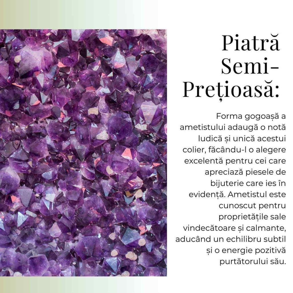 Colier Argintiu cu Ametist Forma Pi