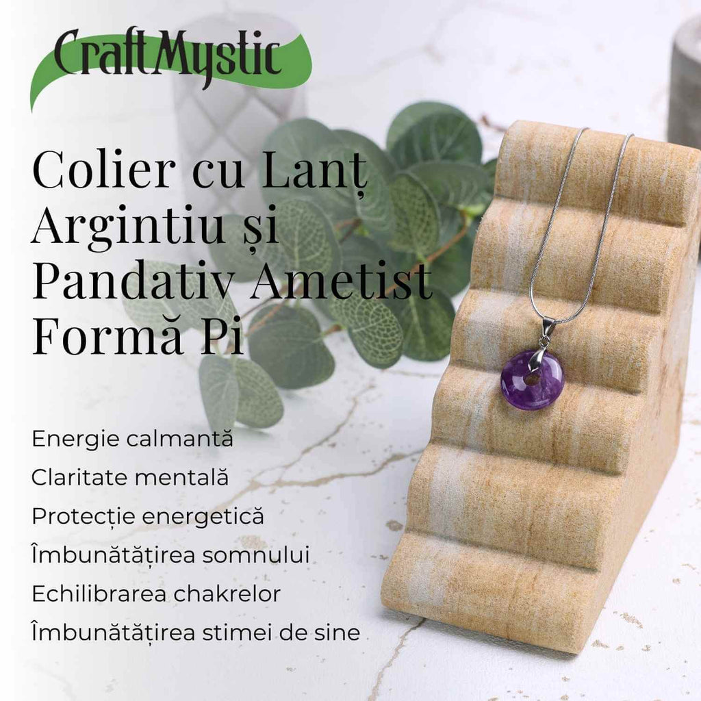 Colier Argintiu cu Ametist Forma Pi