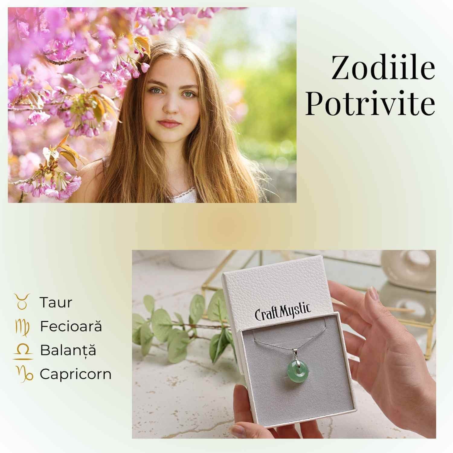 Colier Argintiu cu Aventurin Verde Forma Pi