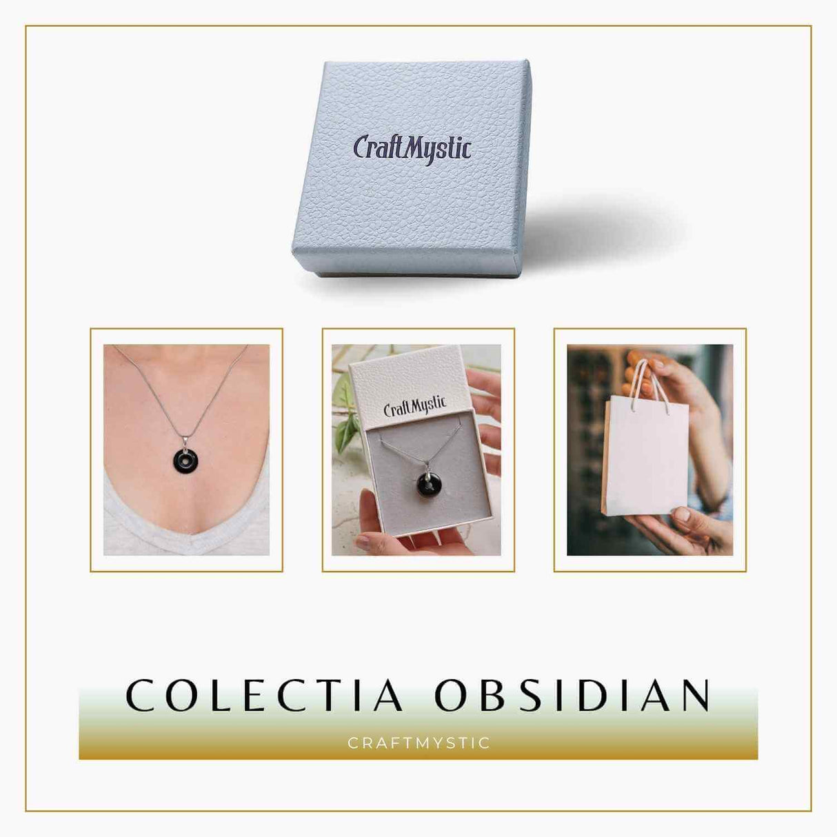 Colier Argintiu cu Obsidian Forma Pi - Protectie si Echilibru, Lungime Totala 50 cm, Diametru Pandantiv 20 mm