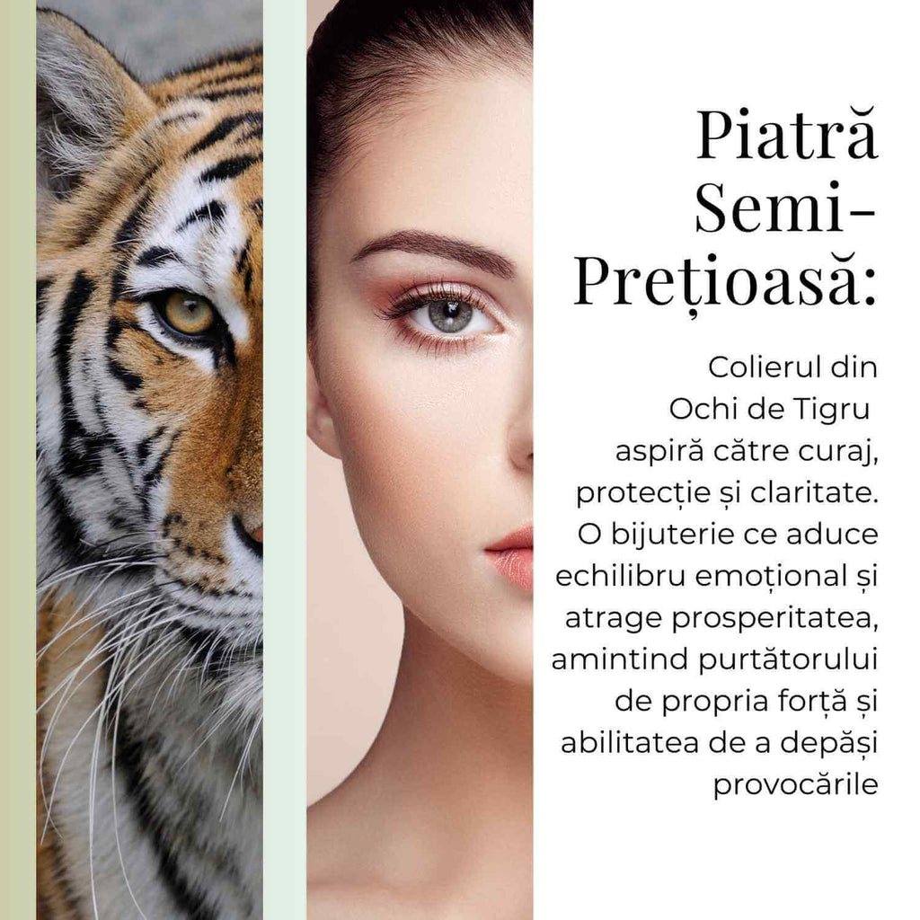 Colier Argintiu cu Ochi de Tigru Forma Pi