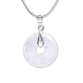 Colier Argintiu Cuart Transparent Forma Pi - Claritate si Energie Pura, Lungime Totala 50 cm, Diametru Pandantiv 20 mm