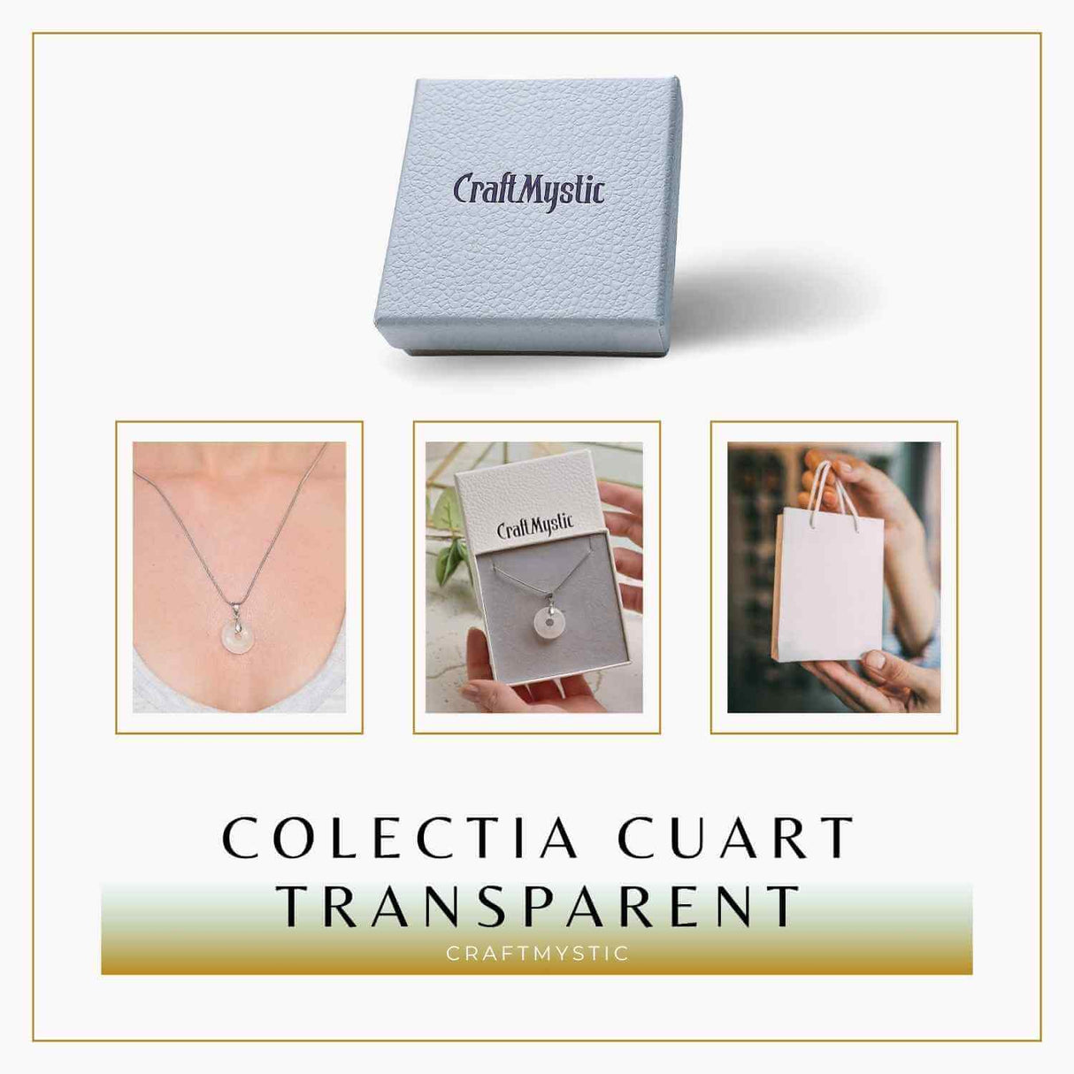 Colier Argintiu Cuart Transparent Forma Pi - Claritate si Energie Pura, Lungime Totala 50 cm, Diametru Pandantiv 20 mm