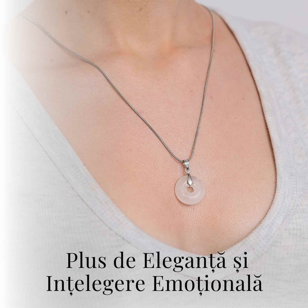 Colier Argintiu Cuart Transparent Forma Pi