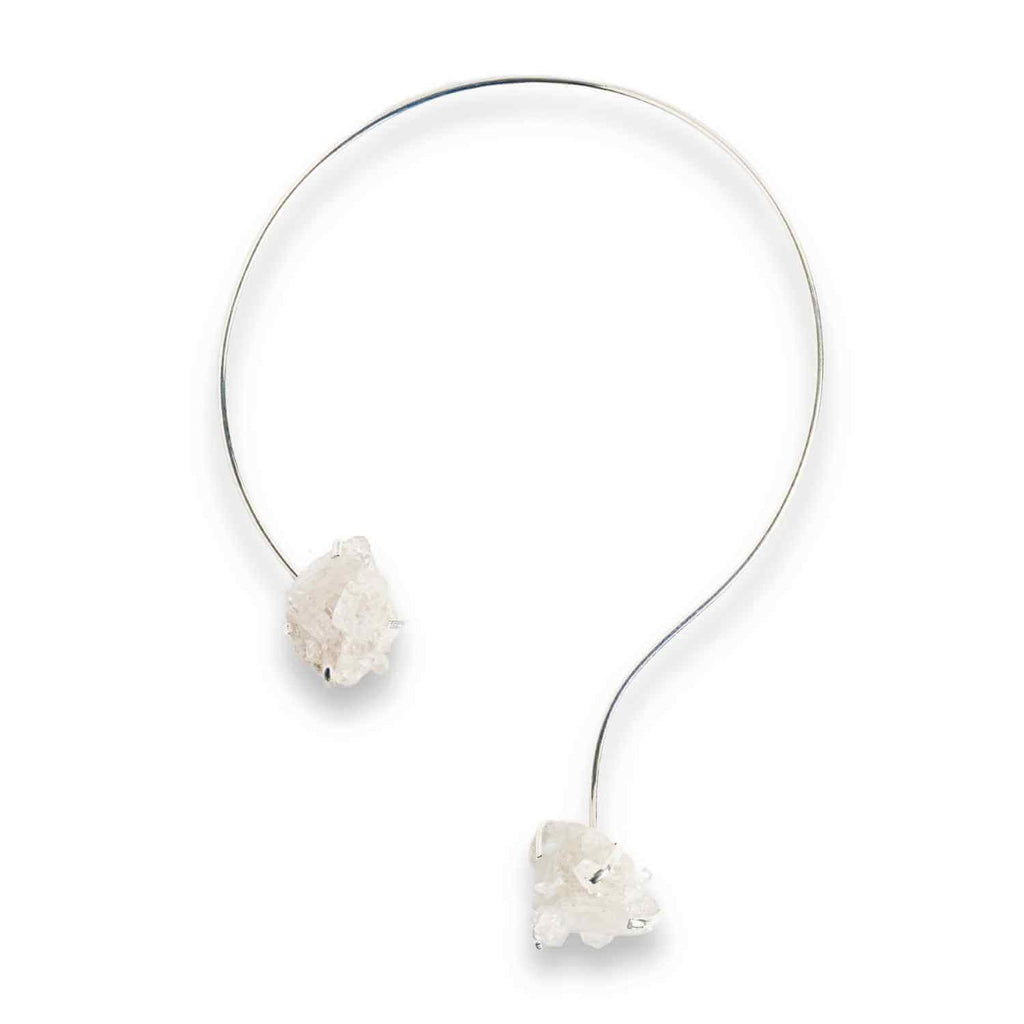 Colier Choker Argintiu cu Cristal de Stanca – Echilibru si Claritate Energetica