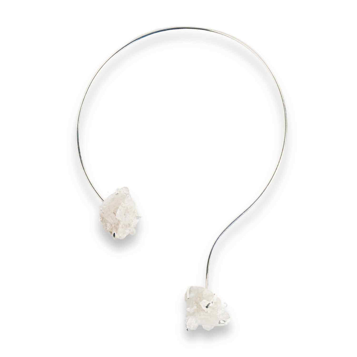 Colier Choker Argintiu cu Cristal de Stanca – Echilibru si Claritate Energetica