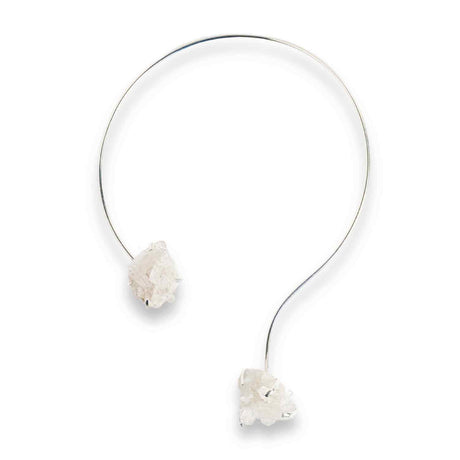 Colier Choker Argintiu cu Cristal de Stanca – Echilibru si Claritate Energetica