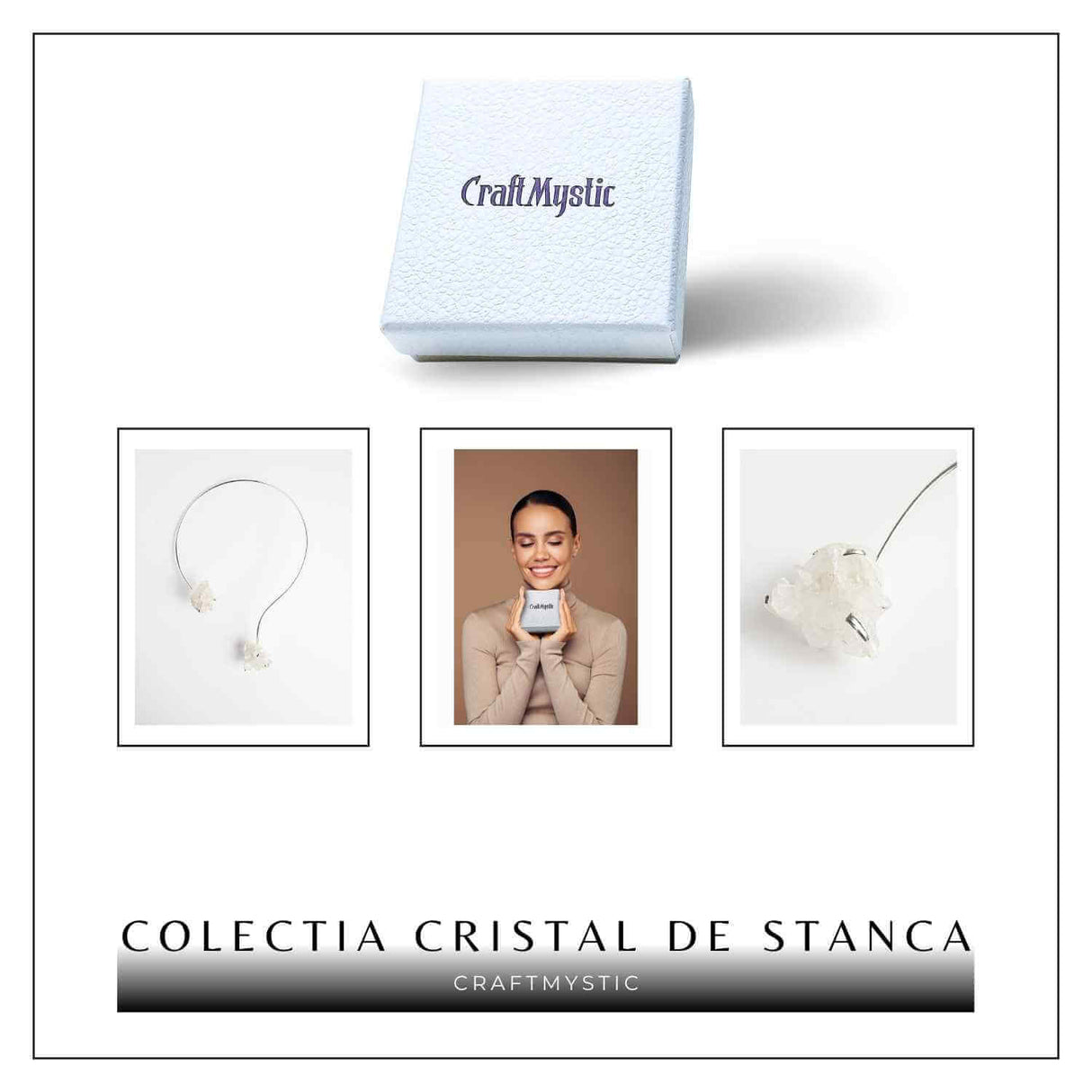 Colier Choker Argintiu cu Cristal de Stanca – Echilibru si Claritate Energetica