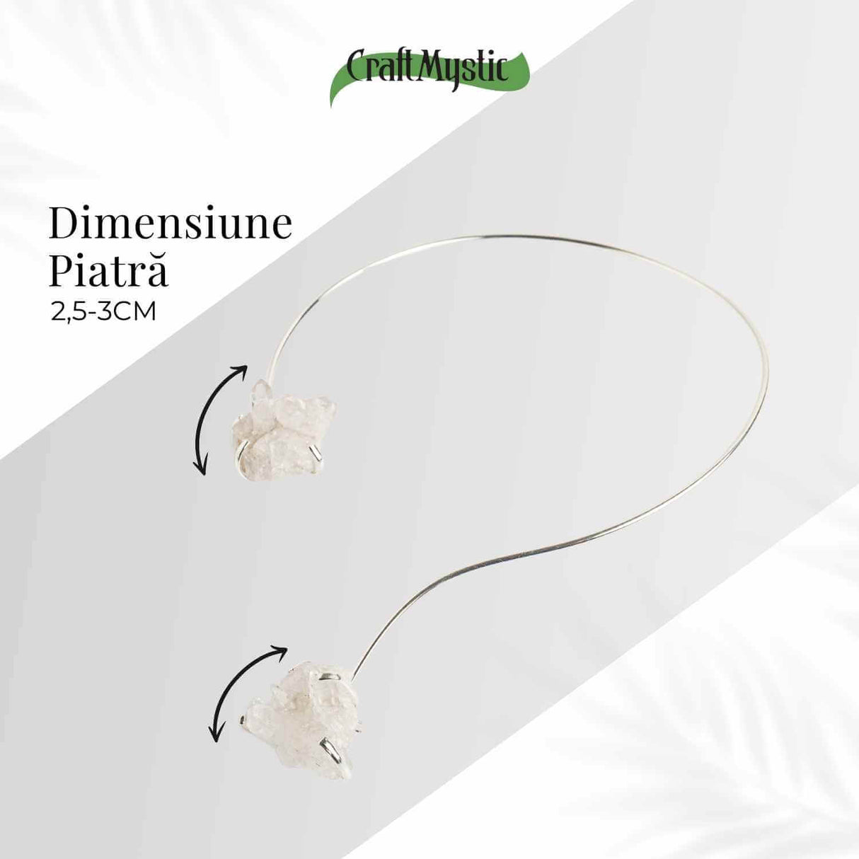 Colier Choker Argintiu cu Cristal de Stanca – Echilibru si Claritate Energetica